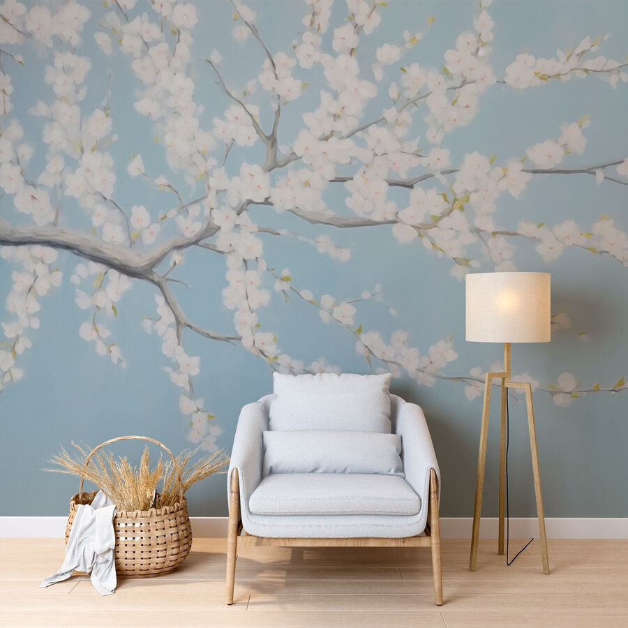 Peinture d'un arbre avec des fleurs blanches Peinture d'un arbre avec des fleurs blanches