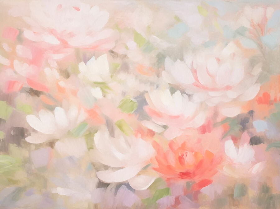 Peinture de fleurs sur une surface blanche
