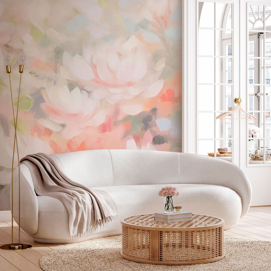 Peinture de fleurs sur une surface blanche