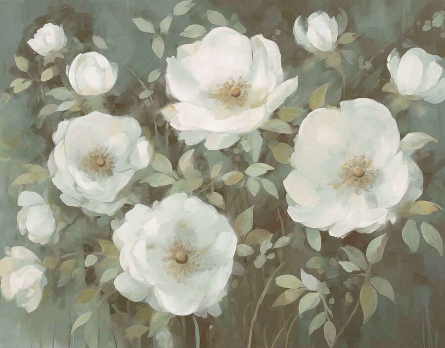 Peinture de fleurs blanches