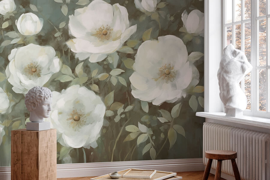 Peinture de fleurs blanches