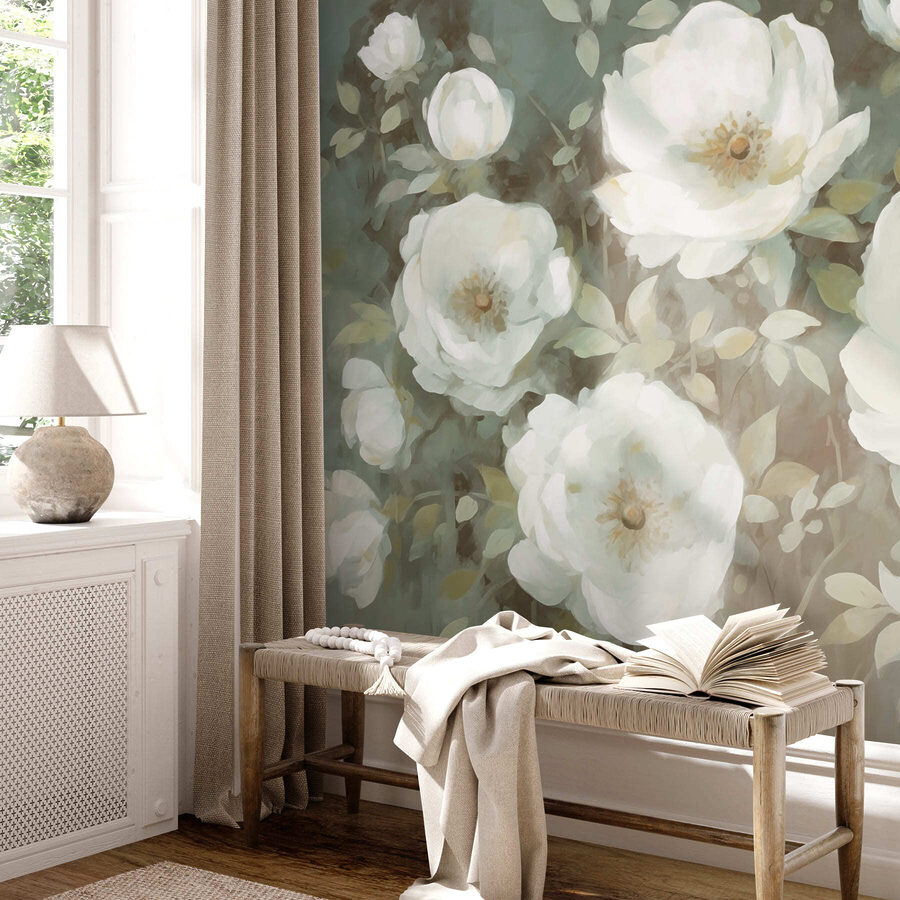 Peinture de fleurs blanches