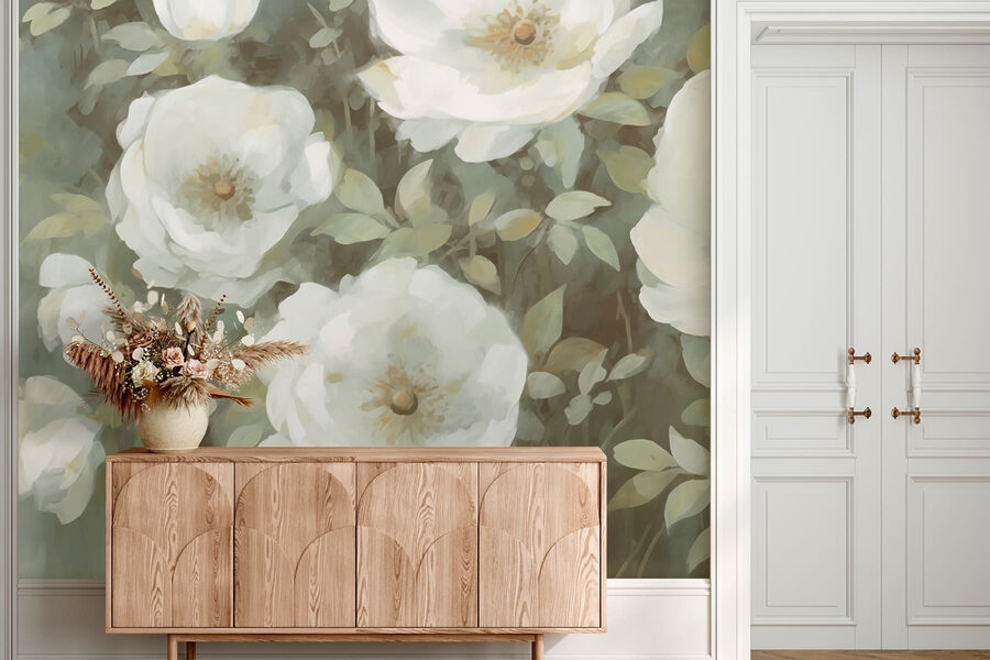 Peinture de fleurs blanches