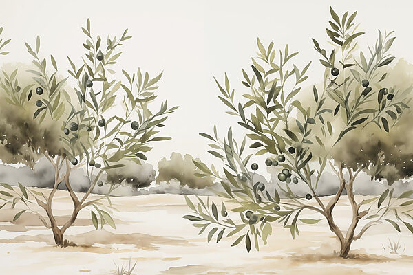 Peinture d'arbres aux baies noires Peinture d'arbres aux baies noires