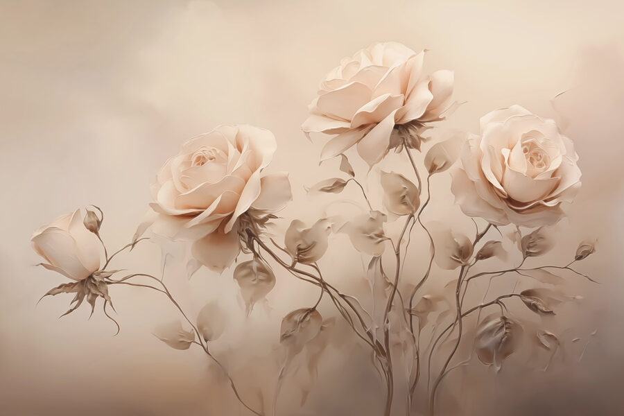 Groupe de roses avec feuilles