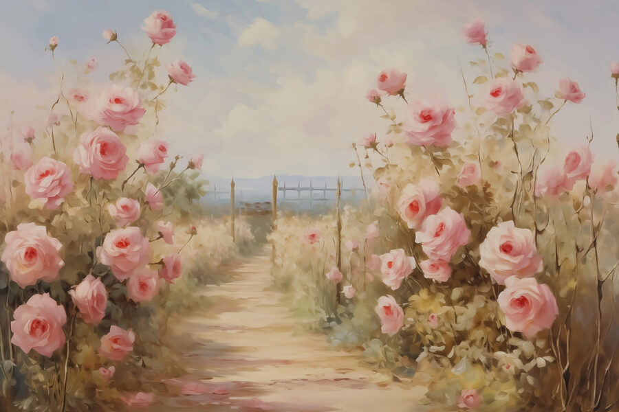 Peinture de roses roses