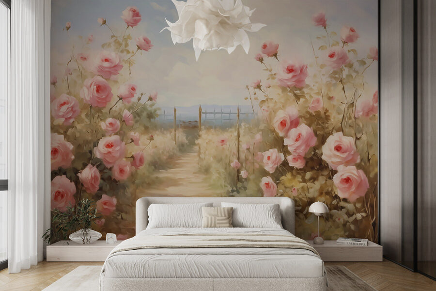 Peinture de roses roses