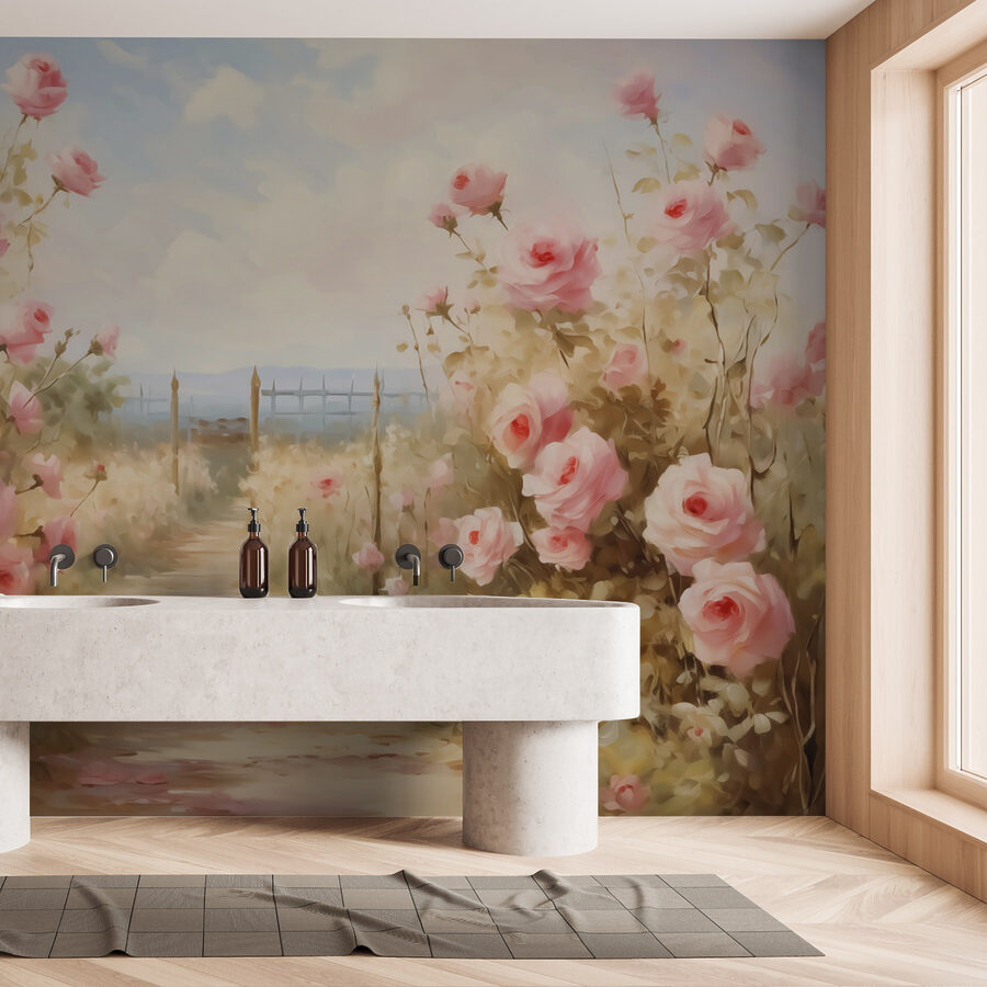 Peinture de roses roses