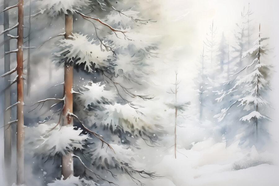 Arbres enneigés dans une forêt