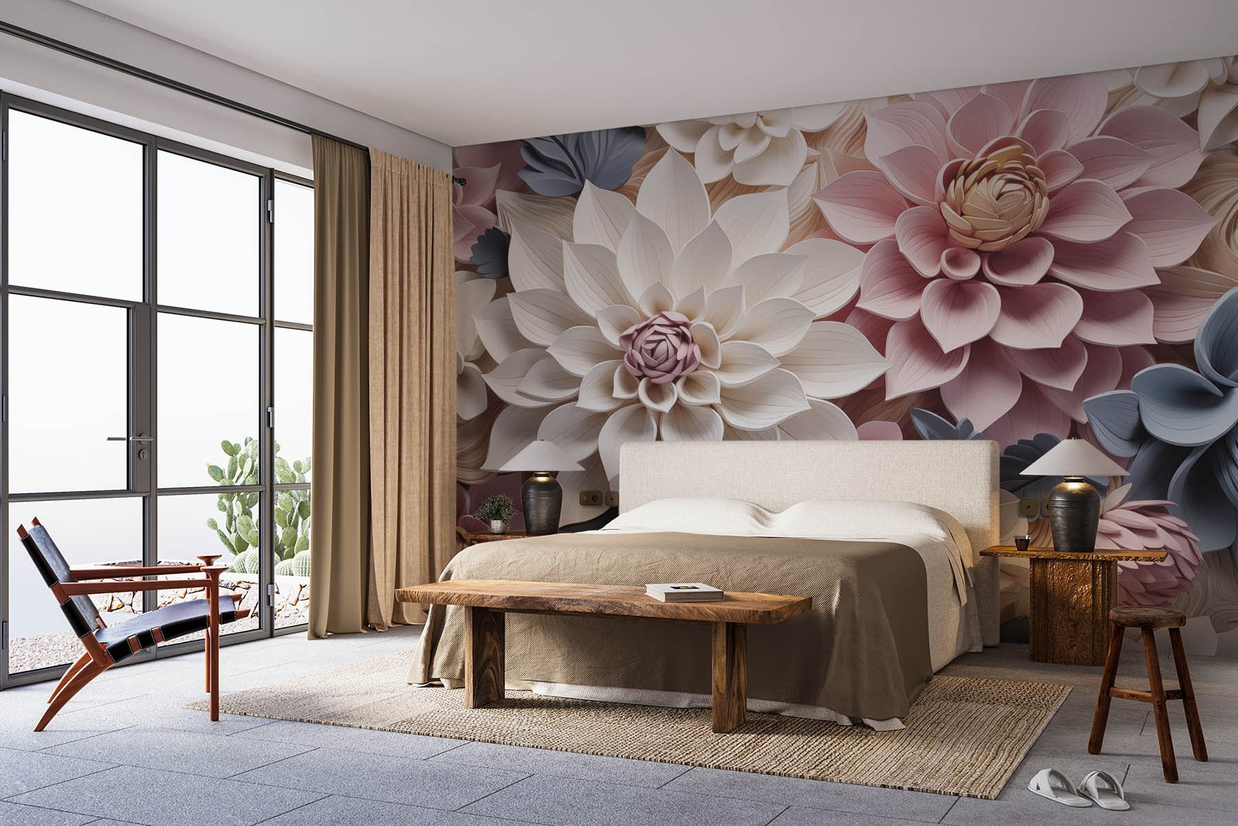 Group of flowers with leaves