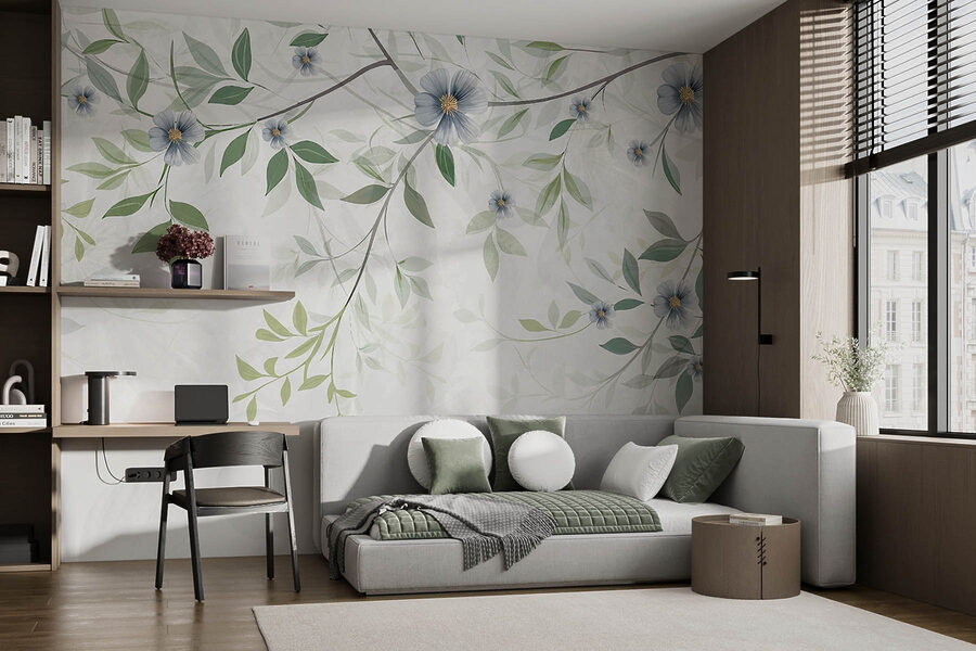 Peinture de fleurs et de feuilles