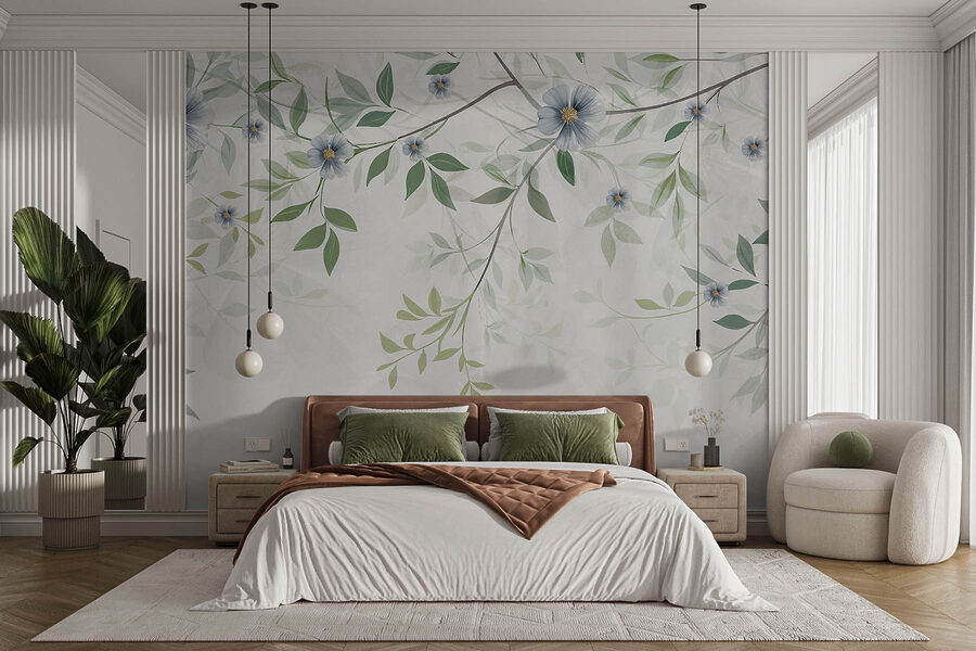 Peinture de fleurs et de feuilles