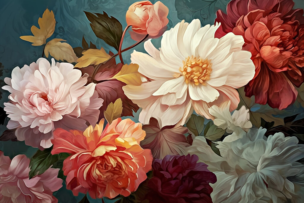 Colorful blooms in a serene backdrop Colorful blooms in a serene backdrop