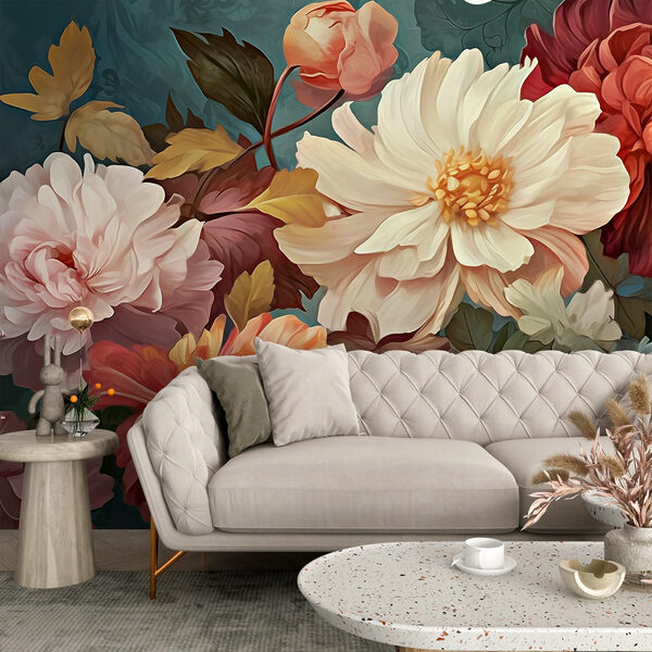 Colorful blooms in a serene backdrop Colorful blooms in a serene backdrop