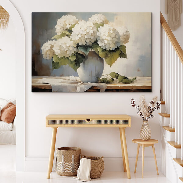 Peinture de fleurs blanches dans un vase Peinture de fleurs blanches dans un vase