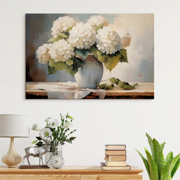 Peinture de fleurs blanches dans un vase Peinture de fleurs blanches dans un vase