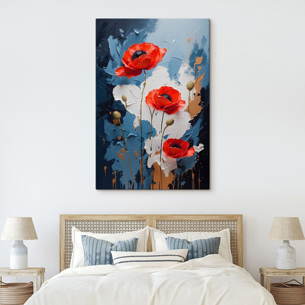 Peinture de fleurs sur fond bleu et blanc Peinture de fleurs sur fond bleu et blanc