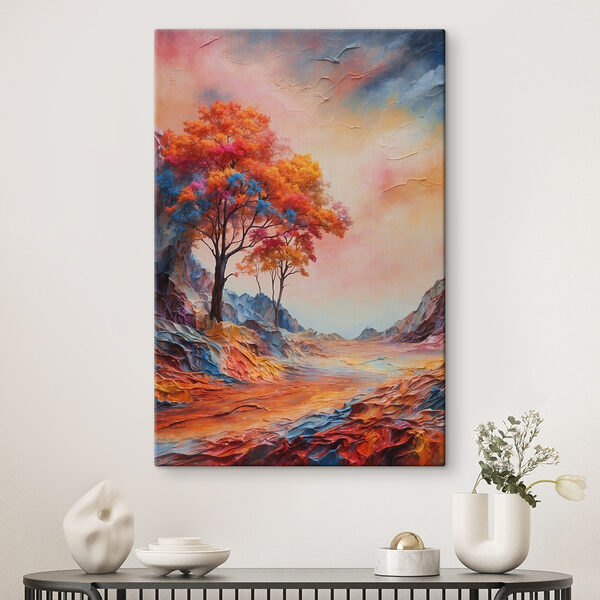 Peinture d'un arbre aux feuilles colorées Peinture d'un arbre aux feuilles colorées