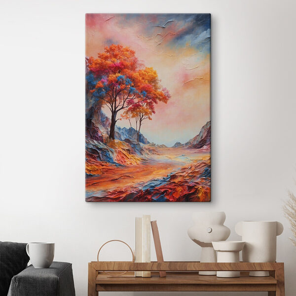Peinture d'un arbre aux feuilles colorées Peinture d'un arbre aux feuilles colorées