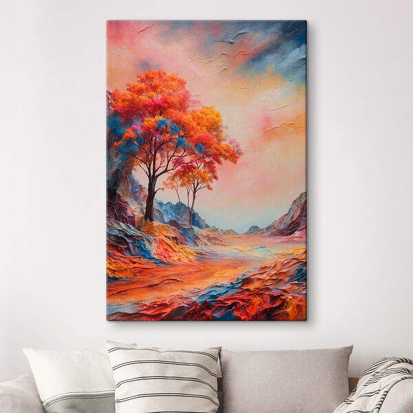 Peinture d'un arbre aux feuilles colorées Peinture d'un arbre aux feuilles colorées