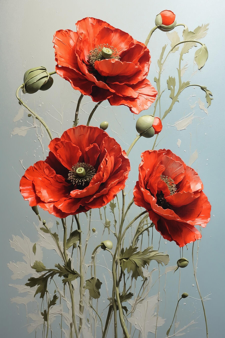Des coquelicots d'un rouge éclatant en fleurs.