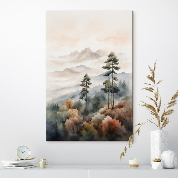 Aquarelle d'arbres et de montagnes Aquarelle d'arbres et de montagnes