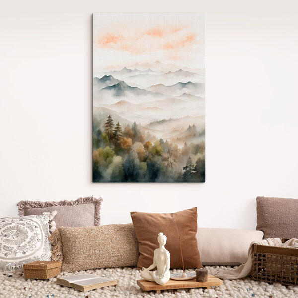 Aquarelle de montagnes et d'arbres Aquarelle de montagnes et d'arbres