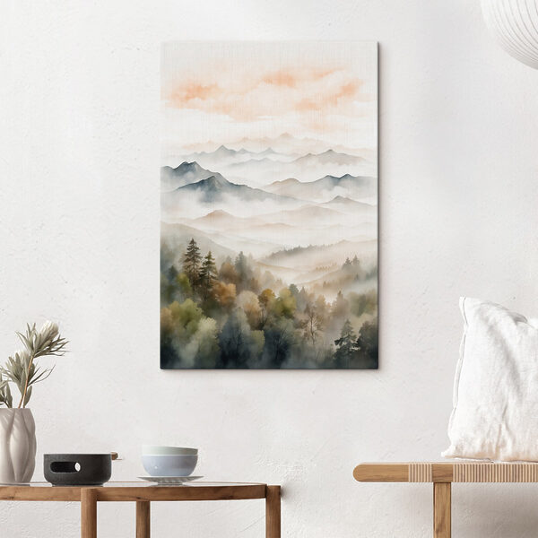 Aquarelle de montagnes et d'arbres Aquarelle de montagnes et d'arbres
