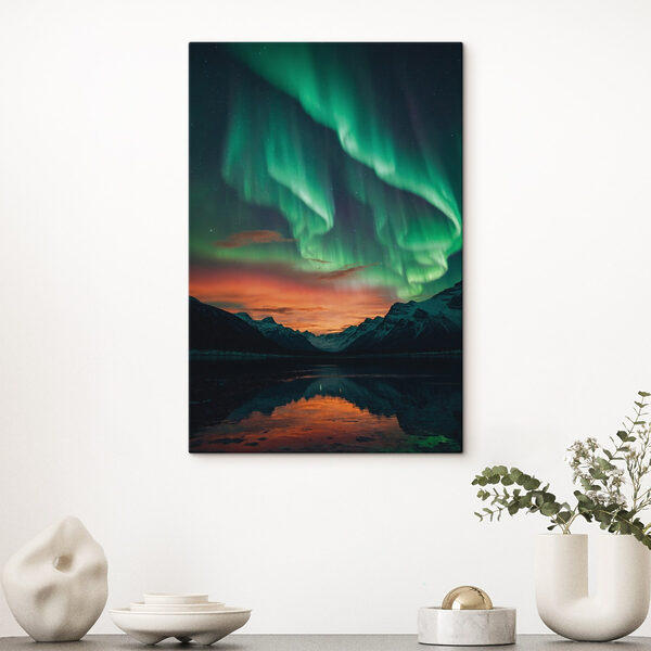 Green lights in the sky over mountains Green lights in the sky over mountains