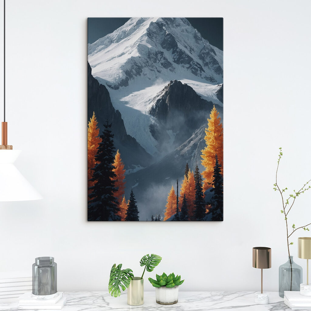 Snowy mountain with trees and snow