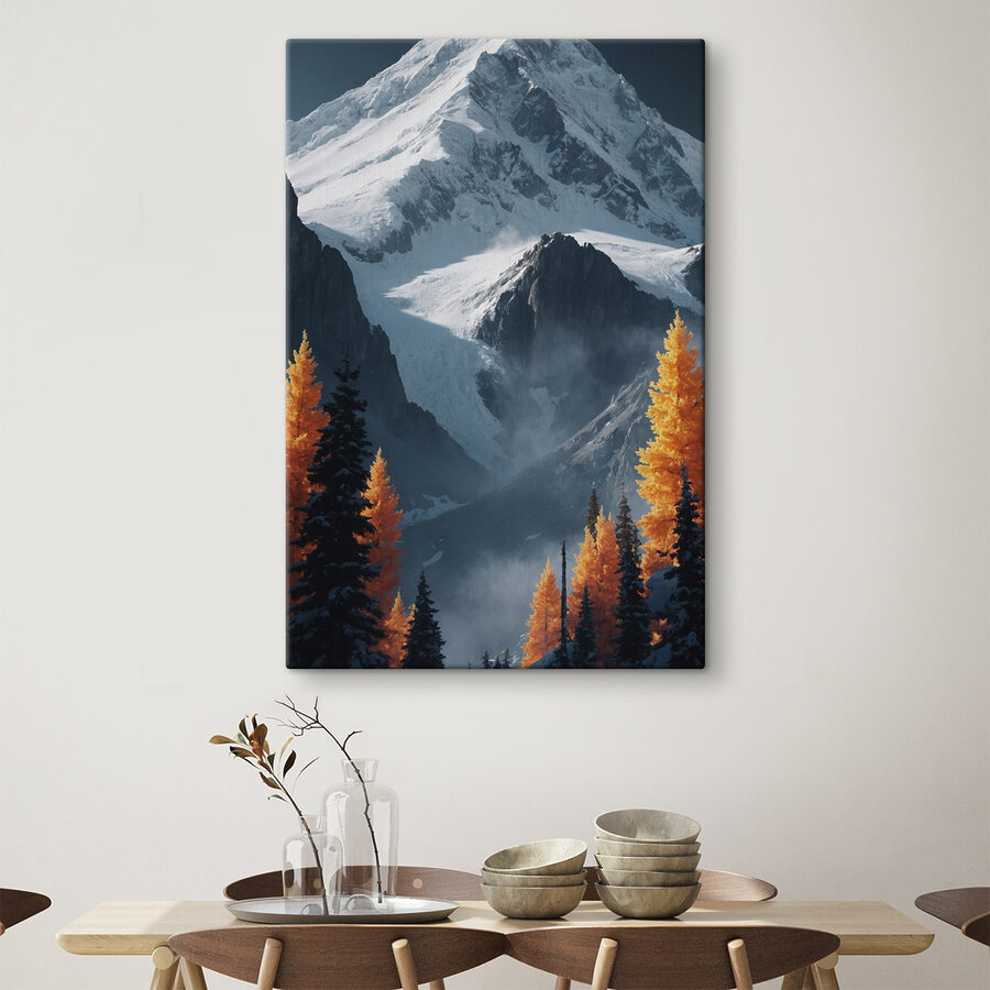 Montagne enneigée avec arbres et neige