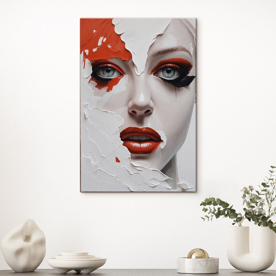 Femme maquillée en orange et noir