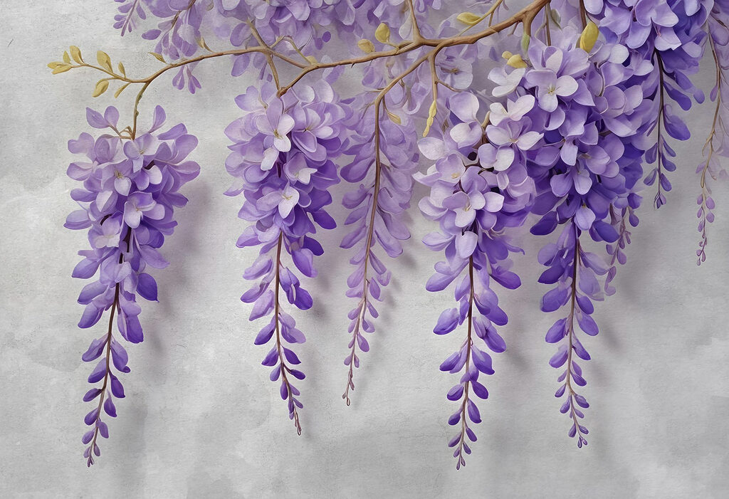 Branche avec des fleurs violettes Branche avec des fleurs violettes