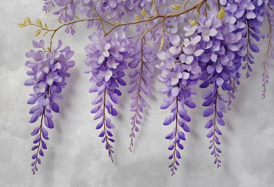 Branche avec des fleurs violettes