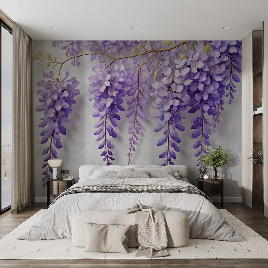 Branche avec des fleurs violettes
