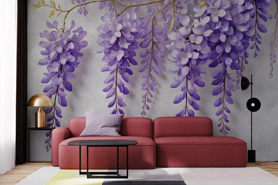 Branche avec des fleurs violettes