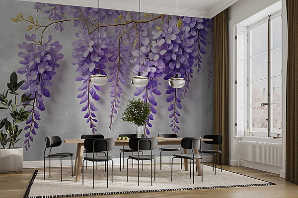Branche avec des fleurs violettes Branche avec des fleurs violettes