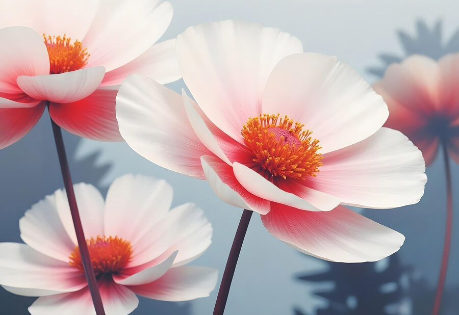 Les fleurs délicates dansent dans une lumière douce