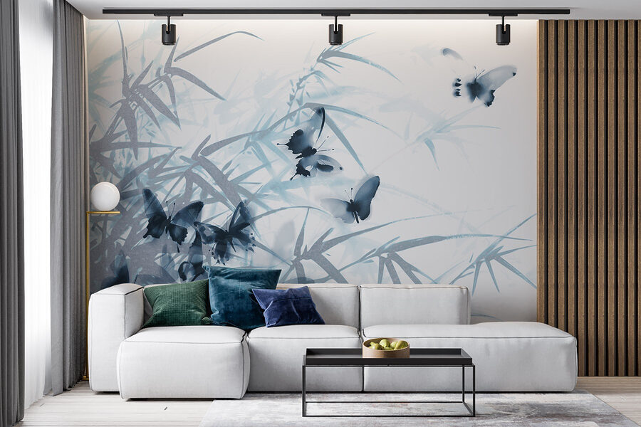 Papillons sur fond blanc