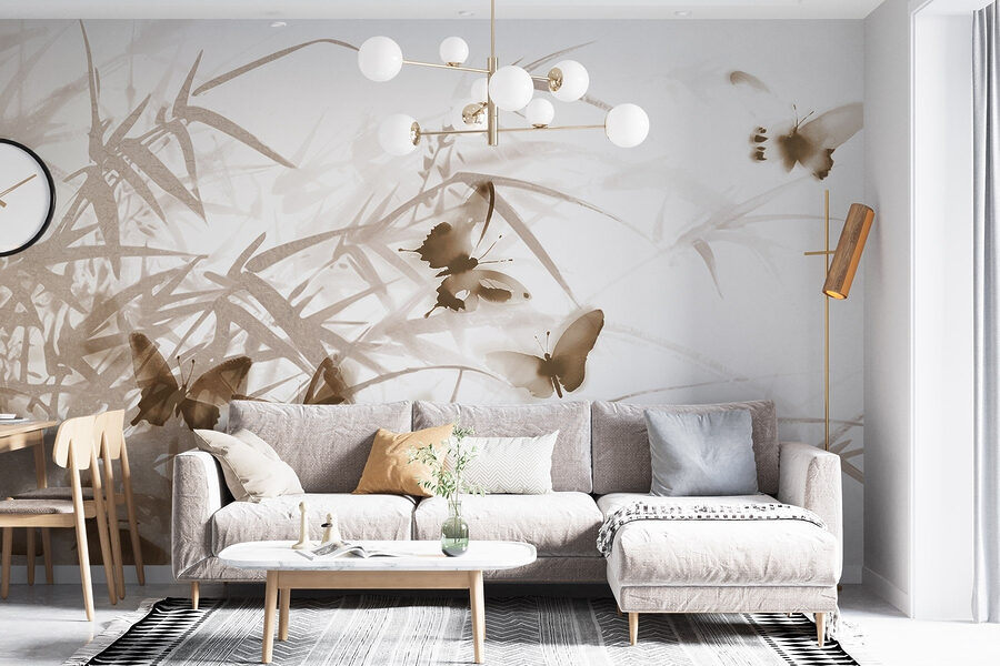 Papillons sur une surface blanche Papillons sur une surface blanche