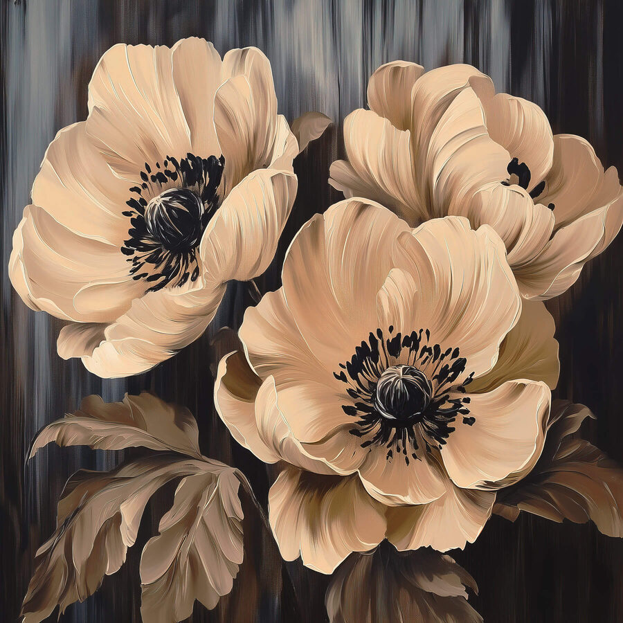 Peinture de fleurs sur fond noir Peinture de fleurs sur fond noir