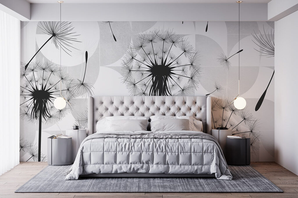 Black dandelion seeds flying in the air Black dandelion seeds flying in the air