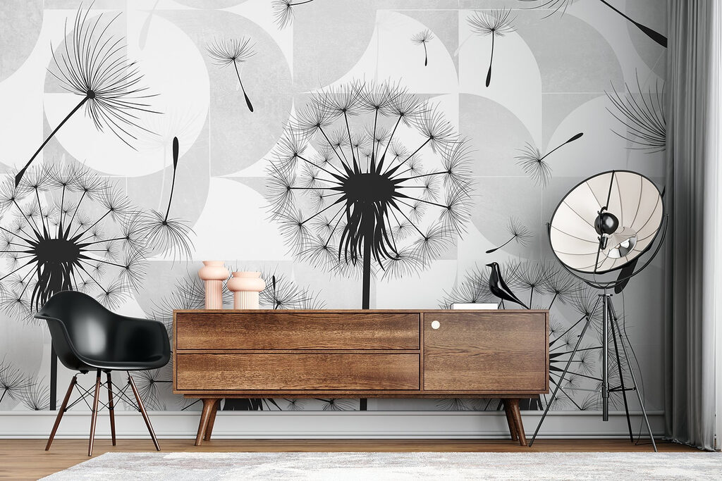 Black dandelion seeds flying in the air Black dandelion seeds flying in the air