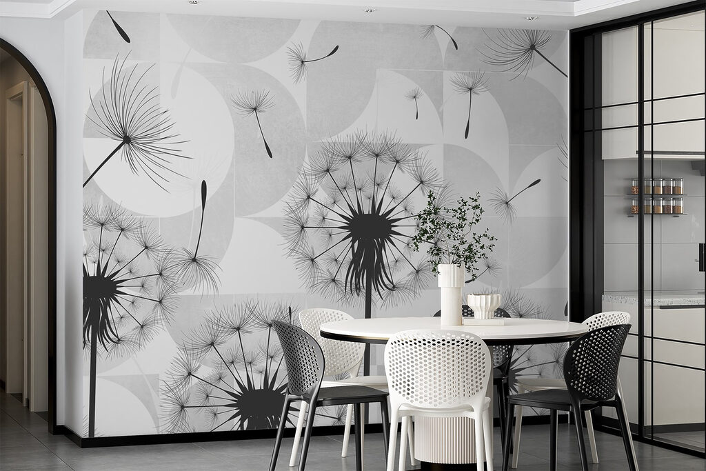 Black dandelion seeds flying in the air Black dandelion seeds flying in the air