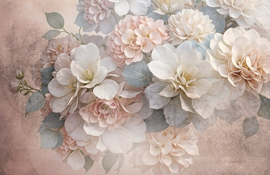 Groupe de fleurs blanches et roses Groupe de fleurs blanches et roses