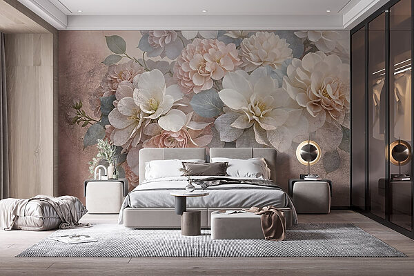 Groupe de fleurs blanches et roses Groupe de fleurs blanches et roses