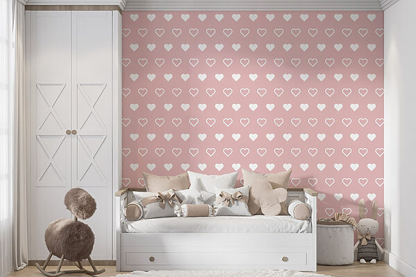 Motif de cœurs blancs sur fond rose Motif de cœurs blancs sur fond rose
