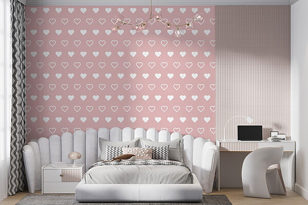 Motif de cœurs blancs sur fond rose Motif de cœurs blancs sur fond rose