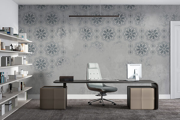 Papier peint gris et blanc à motifs Papier peint gris et blanc à motifs