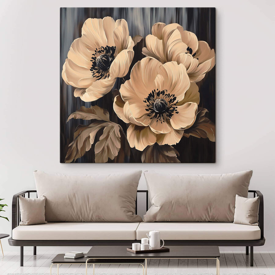 Peinture de fleurs sur fond noir Peinture de fleurs sur fond noir